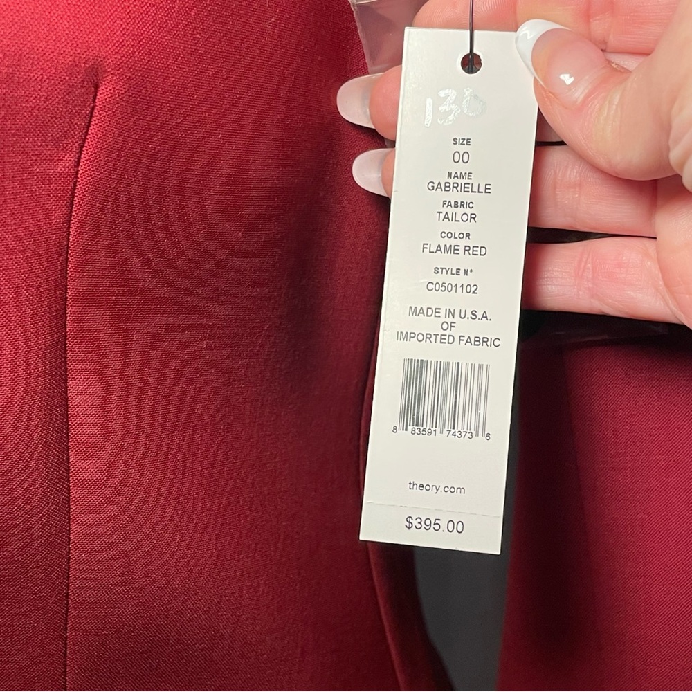 Theory Gabrielle Flame Red Women's Blazer Size: 00 - Picture 6 of 9